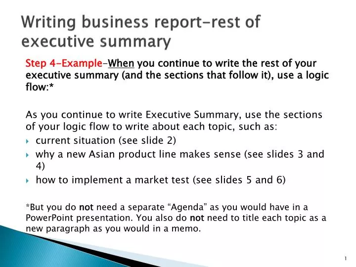 ppt writing business report rest of executive summary executive summary example powerpoint