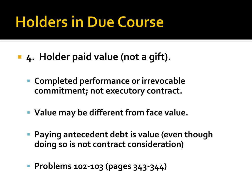 PPT Holders in Due Course PowerPoint Presentation, free download ID