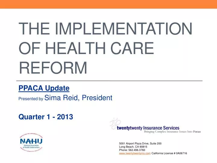 the implementation of health care reform n.