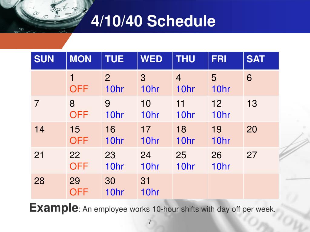 10 hour Shift Schedules For 7 Days A Week Template