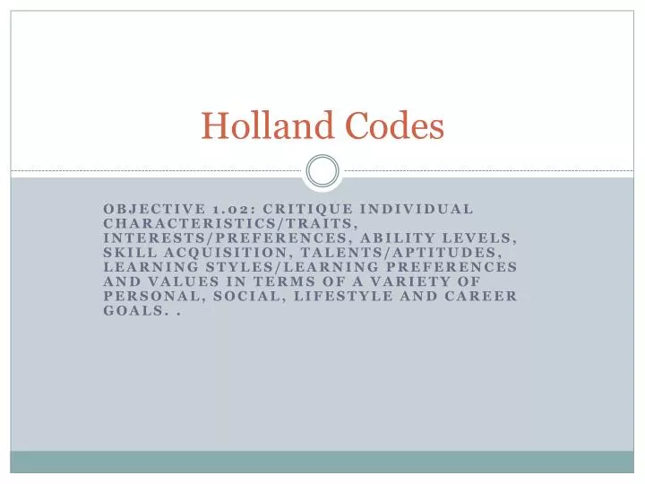 PPT - Holland Codes PowerPoint Presentation, free download - ID:1674289