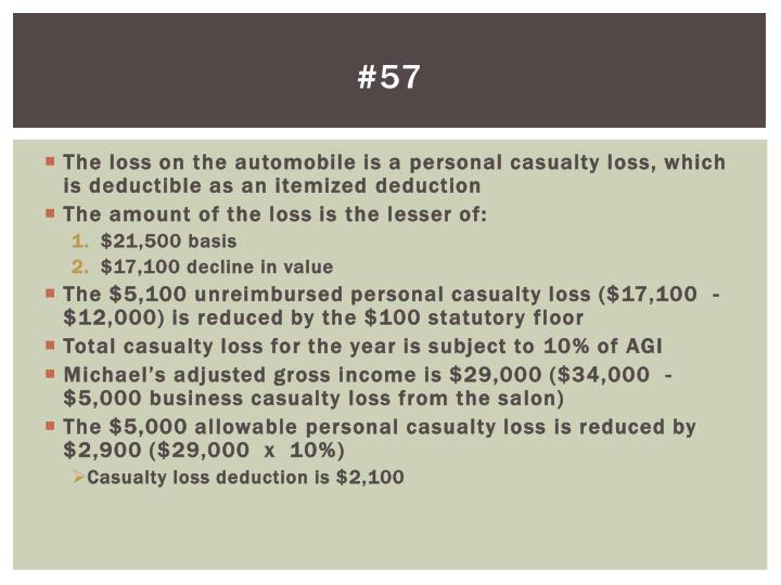 100 Floor Casualty Loss ppt concepts in federal taxation chapter 8 taxation of 100 Floor Casualty Loss ppt concepts in federal taxation chapter 8 taxation of