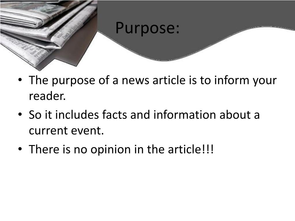 purpose of newspaper article essay