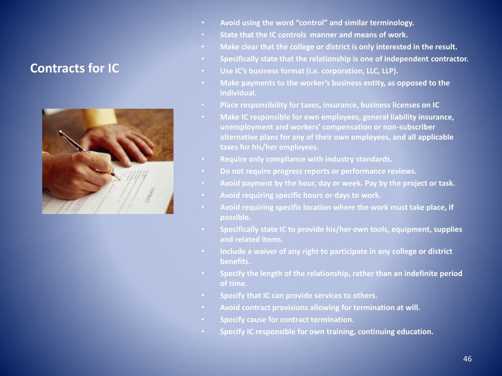 Ic Contract Example PPT - But when it comes to Employee vs. Independent Contractor ...