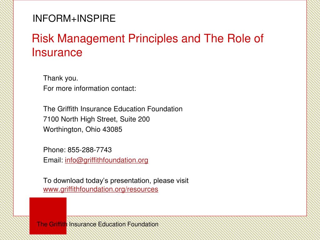 PPT - Risk Management Principles and The Role of Insurance PowerPoint