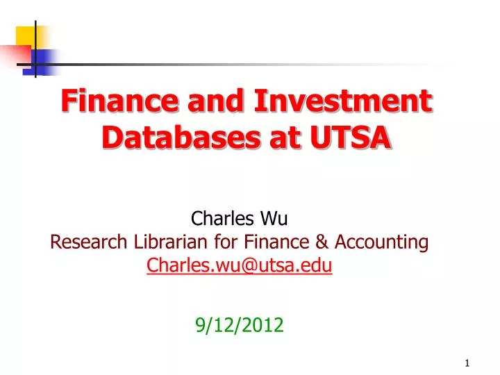 PPT Finance And Investment Databases At UTSA PowerPoint Presentation 