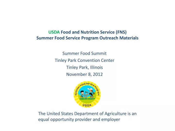 PPT USDA Food and Nutrition Service (FNS) Summer Food Service Program