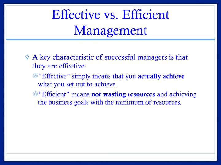 what is the meaning of efficient management