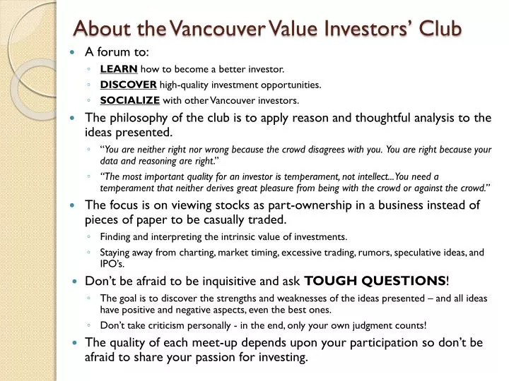 vancouver investment club