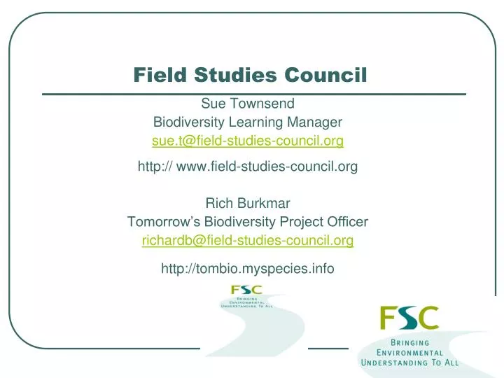PPT Field Studies Council PowerPoint Presentation, free download ID