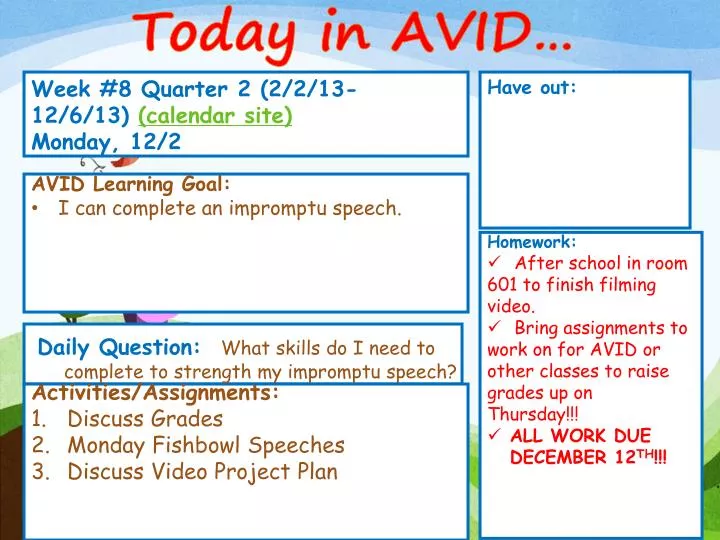 Ppt Week 8 Quarter 2 2213 12613 Calendar Site