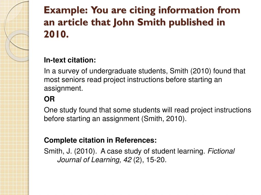 how to cite a journal article in a powerpoint presentation