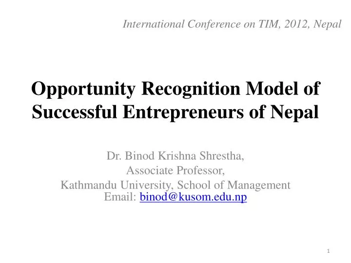 entrepreneurship opportunity recognition entrepreneurship opportunity recognition