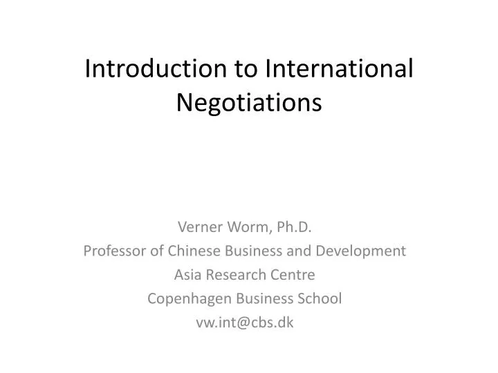 introduction to international negotiations n.