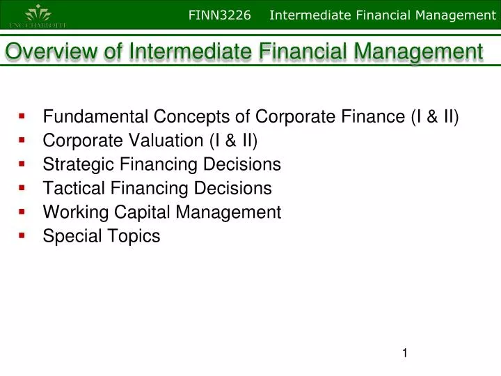 overview of intermediate financial management n.