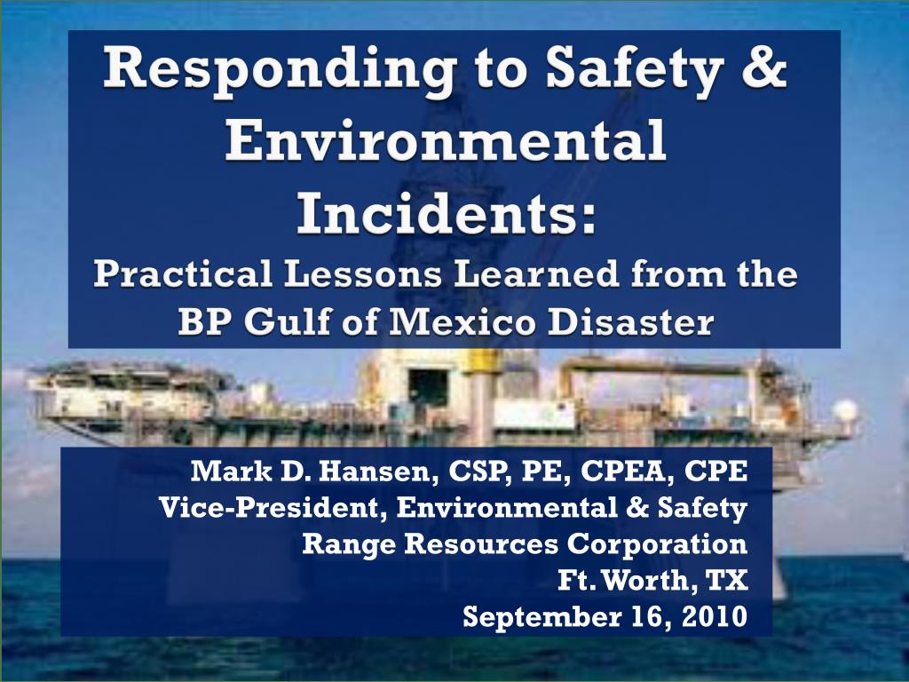 PPT - Responding to Safety & Environmental Incidents