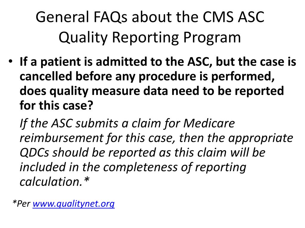 PPT CMS Quality Reporting for ASCs PowerPoint Presentation, free