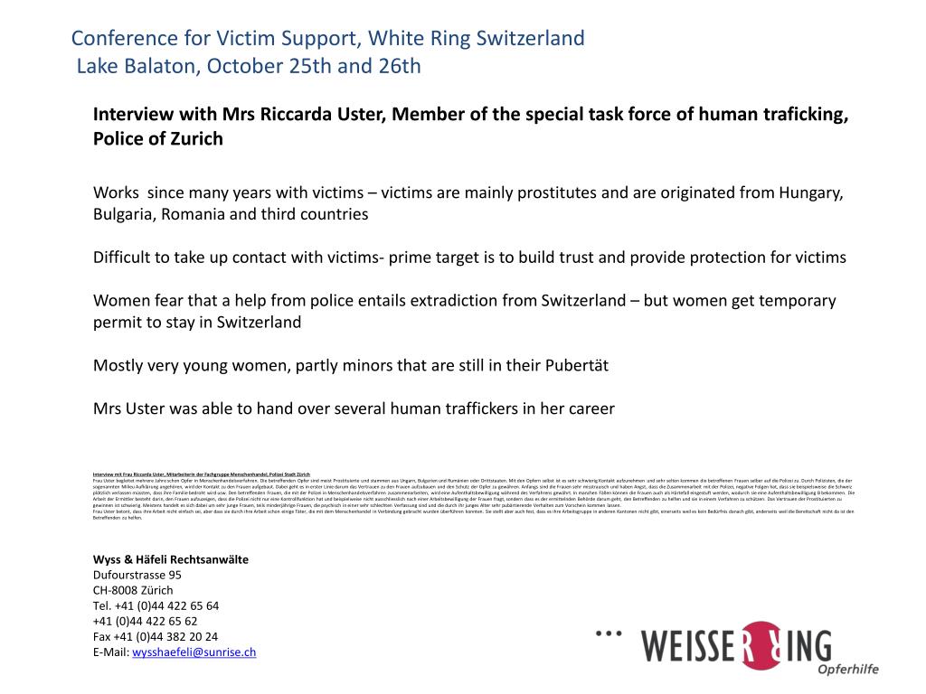 PPT - Civil victim support in Switzerland, – Lecturer: Dieter Winet , White  Ring Zürich PowerPoint Presentation - ID:1682780