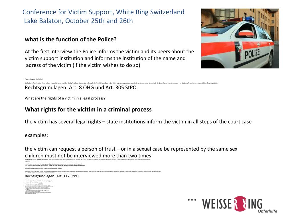PPT - Civil victim support in Switzerland, – Lecturer: Dieter Winet , White  Ring Zürich PowerPoint Presentation - ID:1682780