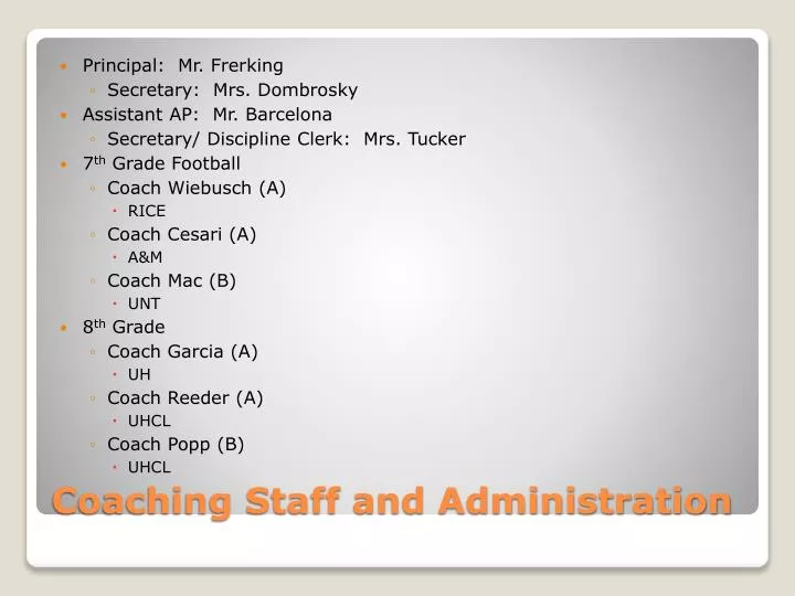 coaching staff and administration n.