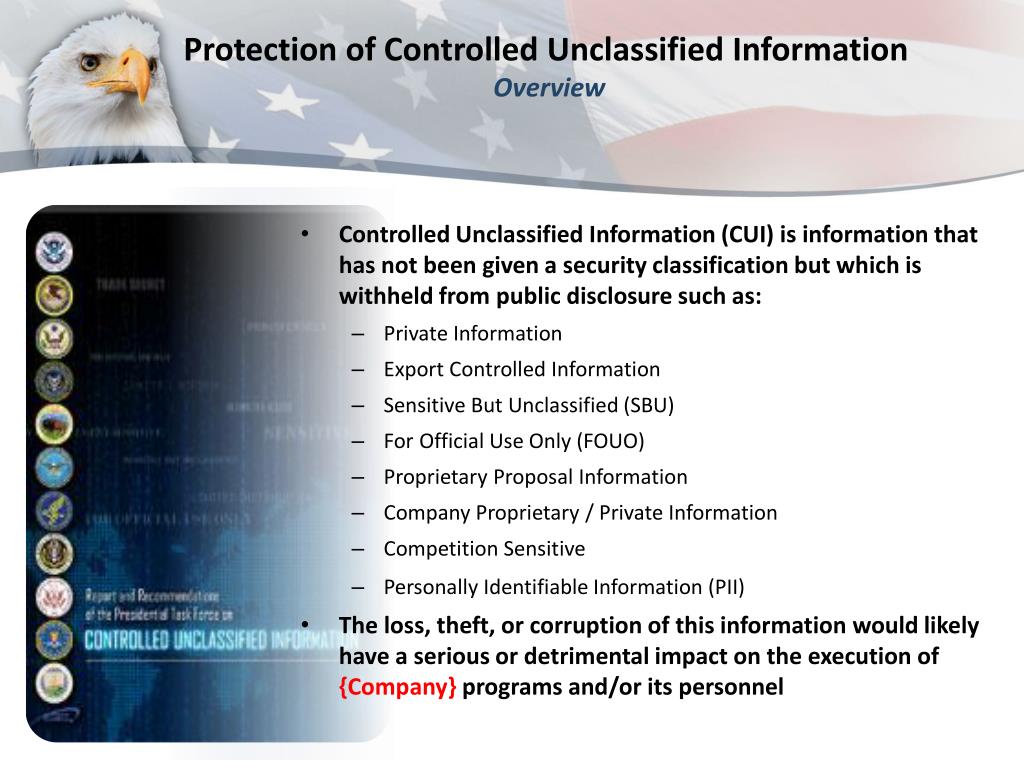 PPT Protection of Controlled Unclassified Information Overview