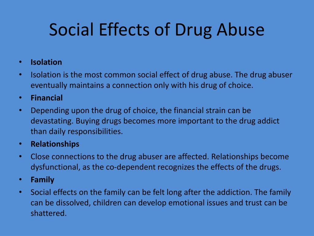 Social effect. Drug abuse POWERPOINT.