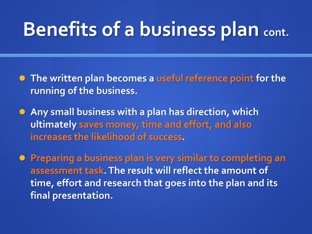 benefits of a business plan financial sources