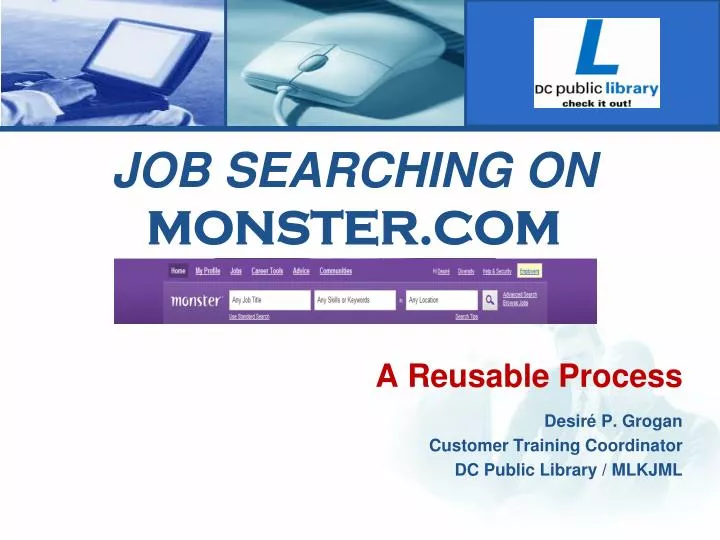 PPT JOB SEARCHING ON MONSTER COM PowerPoint Presentation Free   Job Searching On Monster Com N 