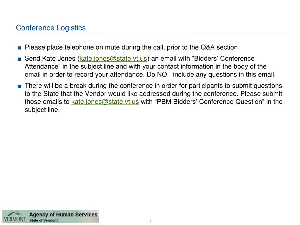 PPT State of Vermont Agency of Human Services Pharmacy Benefits