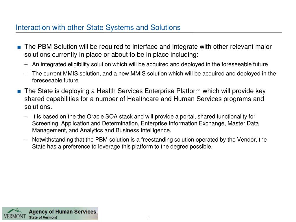 PPT State of Vermont Agency of Human Services Pharmacy Benefits