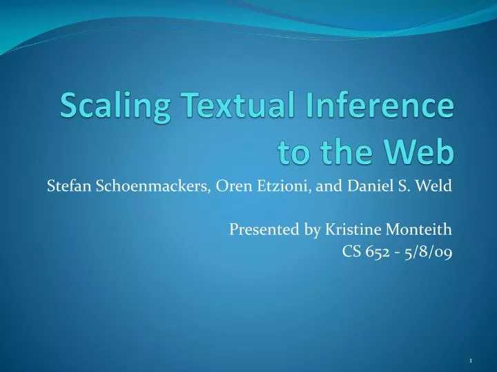 PPT - Scaling Textual Inference to the Web PowerPoint Presentation ...