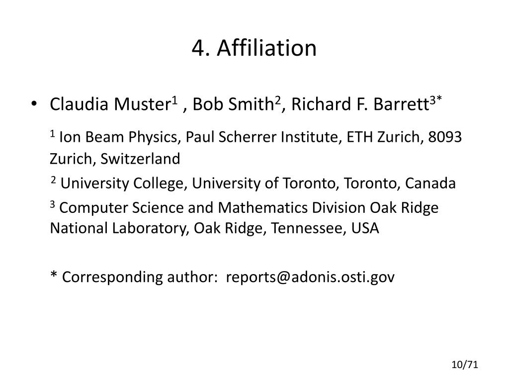 affiliation for research paper
