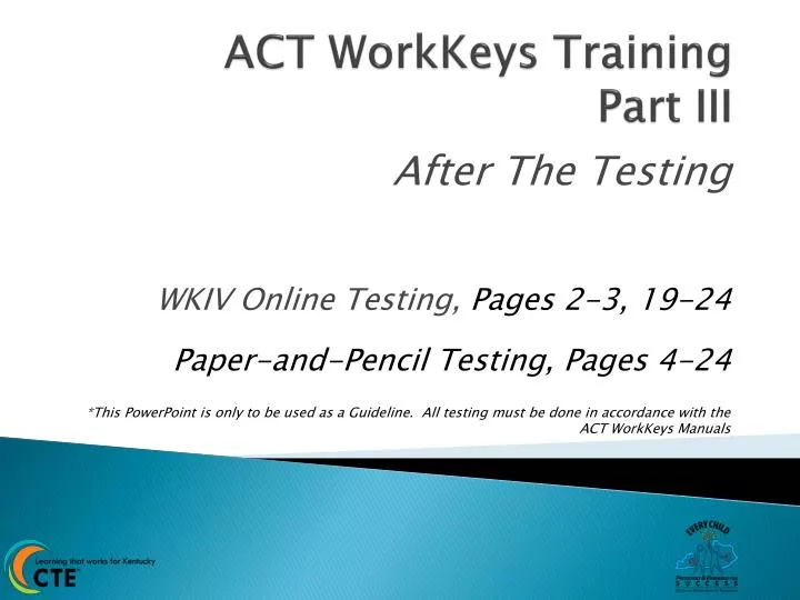 PPT ACT WorkKeys Training Part III PowerPoint Presentation, free
