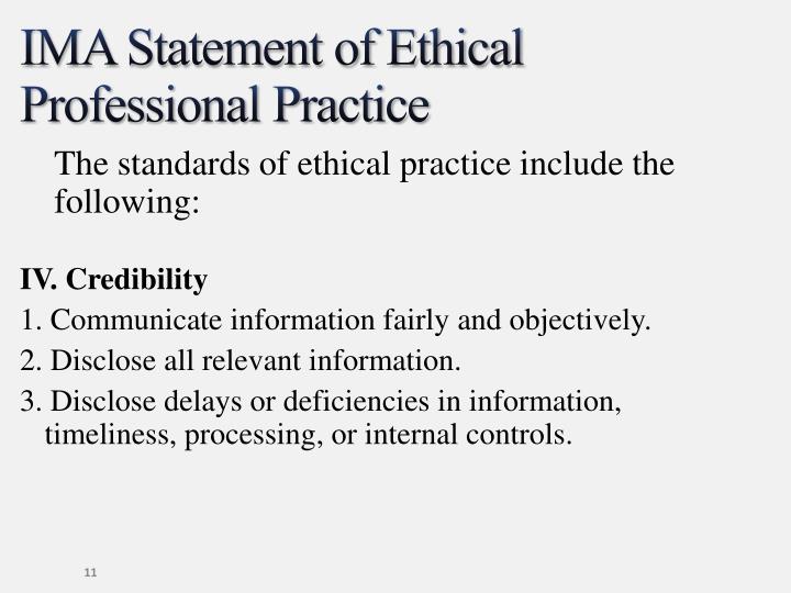 ima statement of ethical practice ima statement of ethical practice