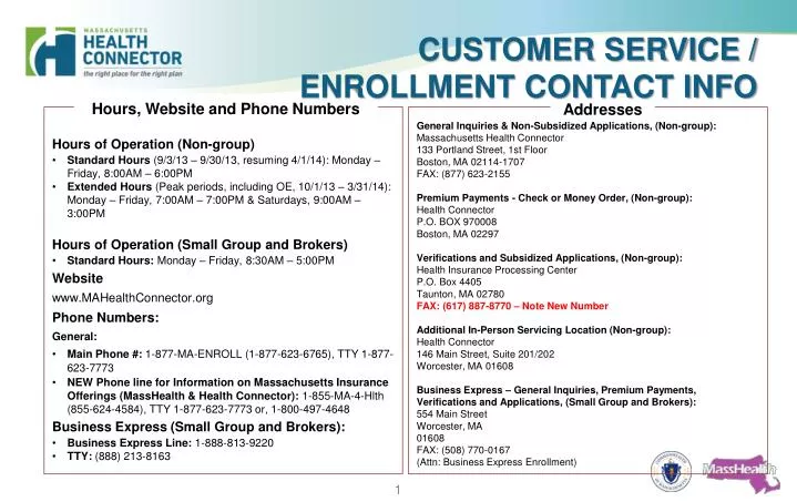customer service enrollment contact info n.