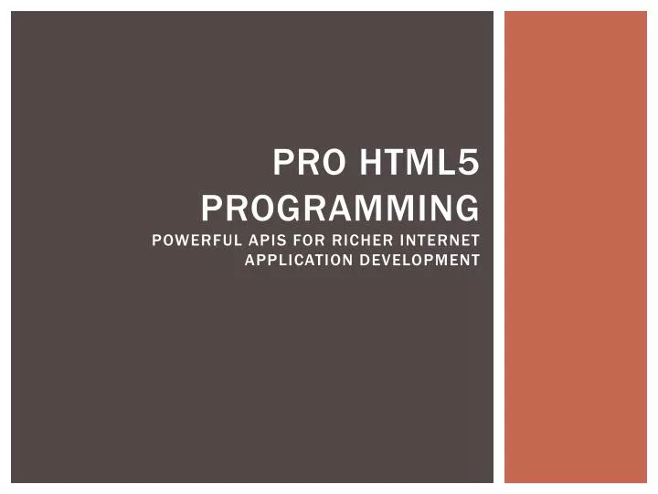 pro html5 programming powerful apis for richer internet application development n.