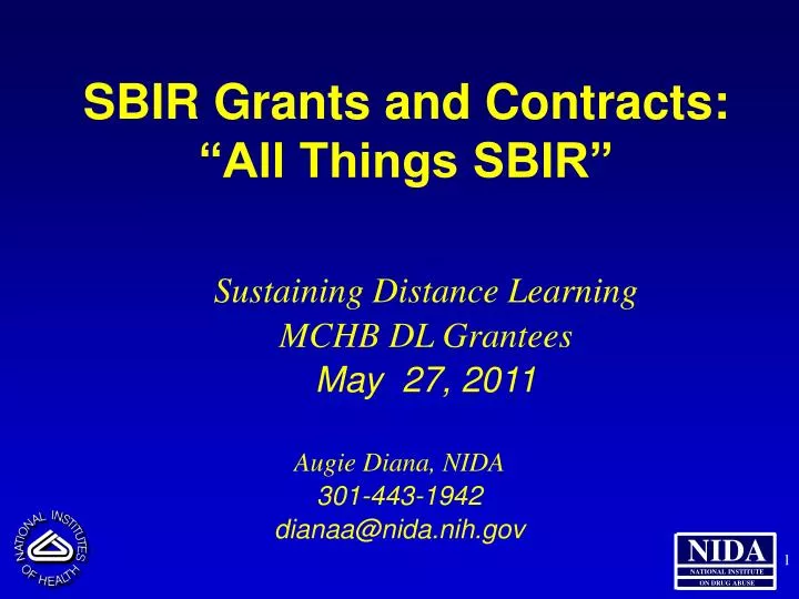 PPT SBIR Grants and Contracts “All Things SBIR” PowerPoint