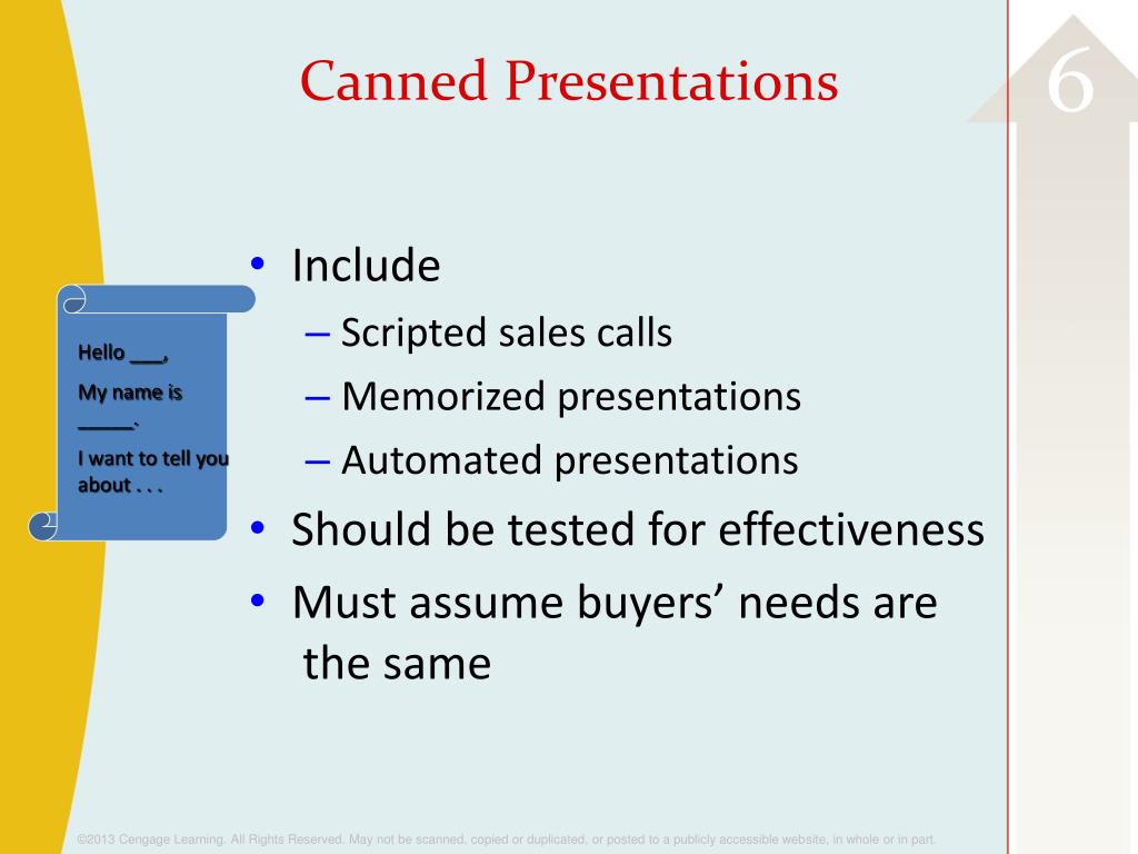 meaning of canned presentation in business
