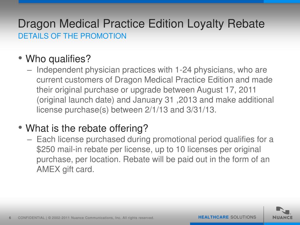 PPT Dragon Medical Practice Edition Loyalty Rebate Program 