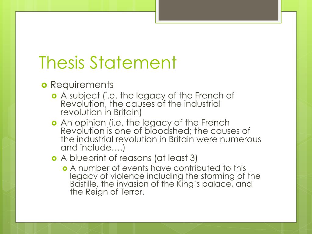 good thesis statement for the industrial revolution