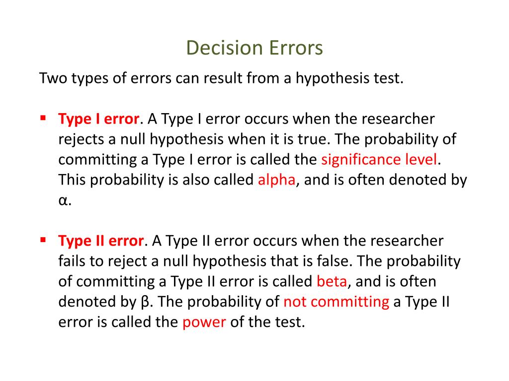 examples of errors hypothesis testing