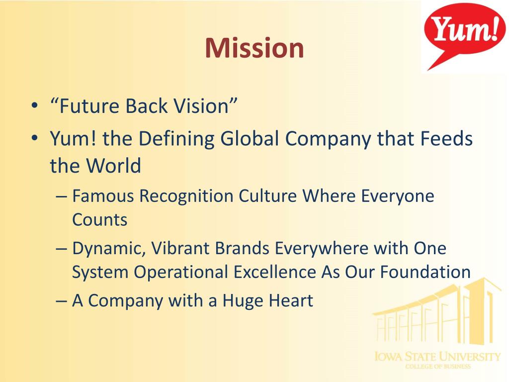 yum corporation mission statement