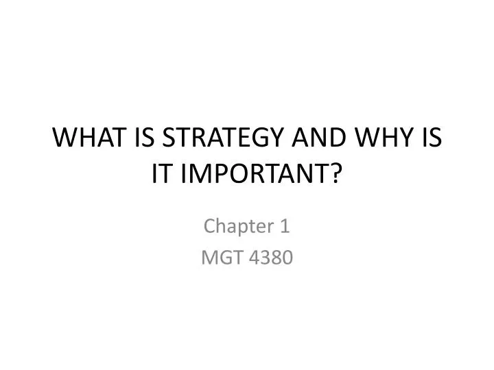 what is strategy and why is it important n.