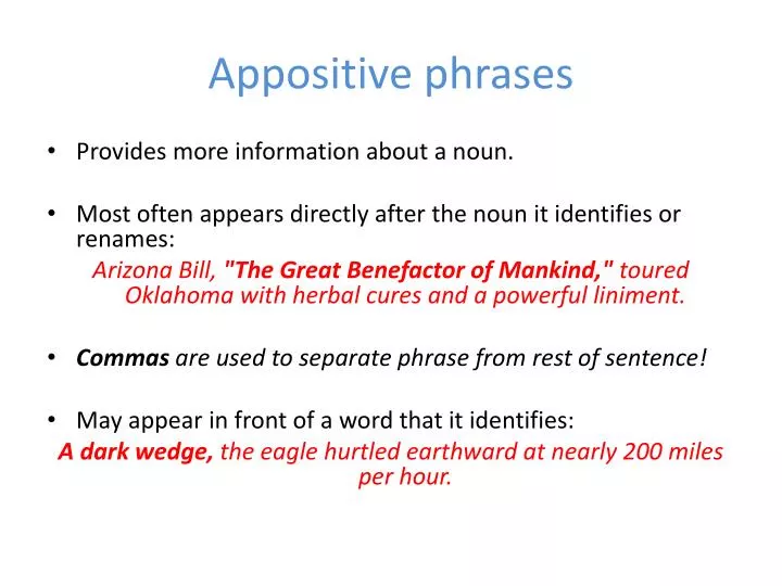 Appositive Phrase Worksheet
