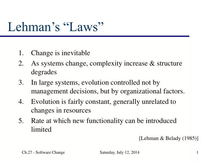 PPT - Lehman’s “Laws” PowerPoint Presentation, free download - ID:1700439