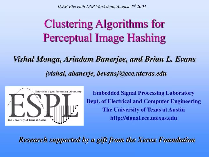 PPT - Clustering Algorithms for Perceptual Image Hashing PowerPoint ...