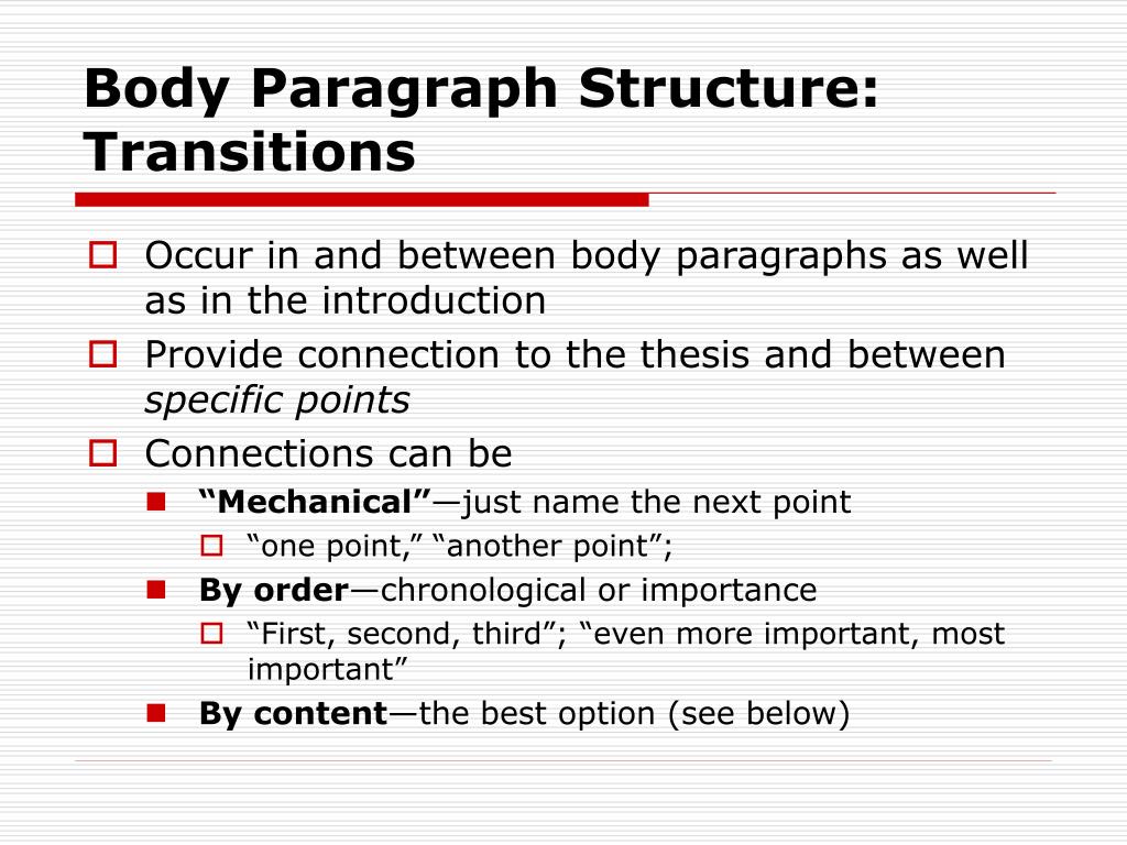 body paragraph structure for research paper