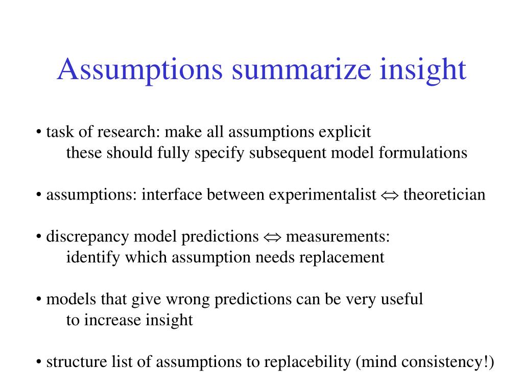 how to make assumptions in quantitative research