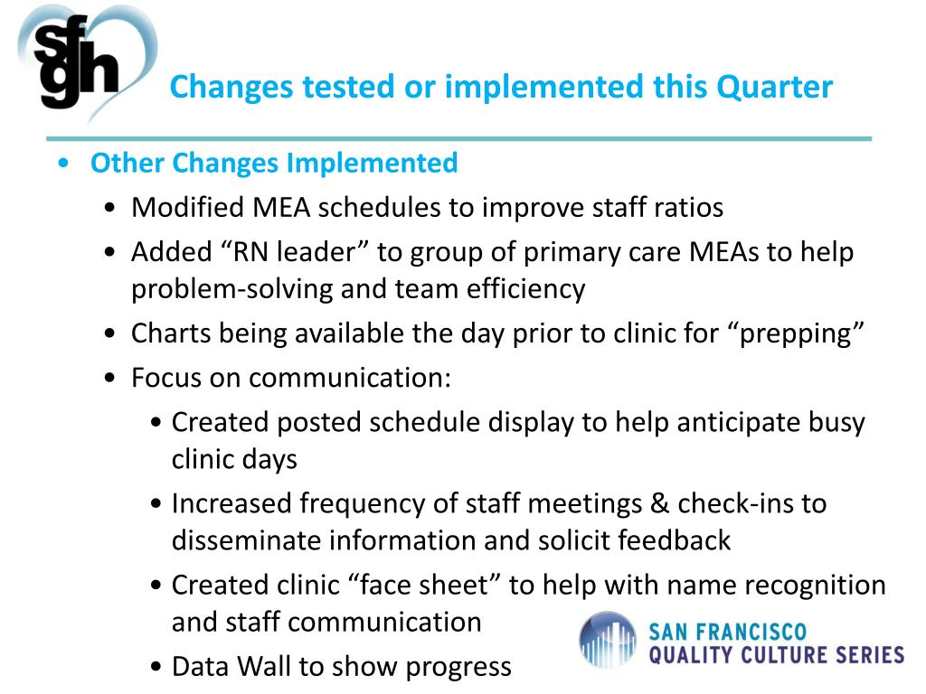 PPT SFGH Children’s Health Center Quarterly Report 2, September