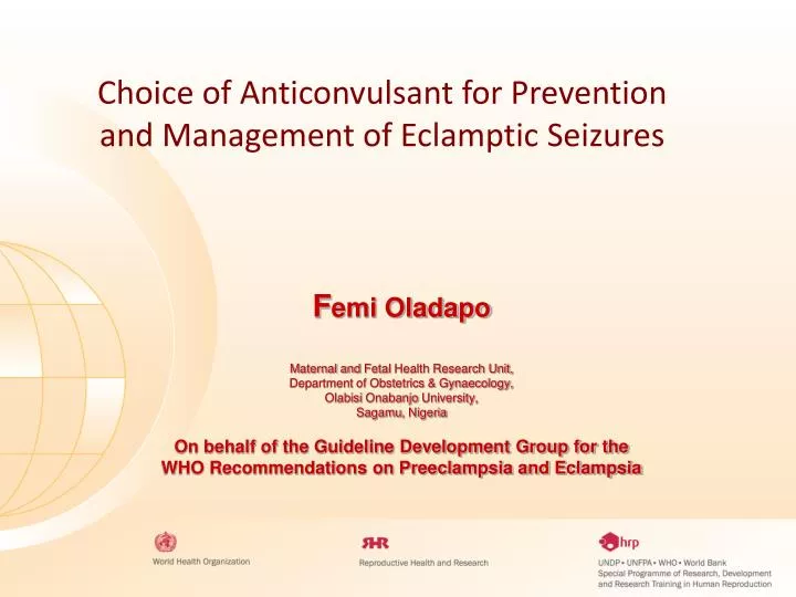 PPT Choice of Anticonvulsant for Prevention and Management of